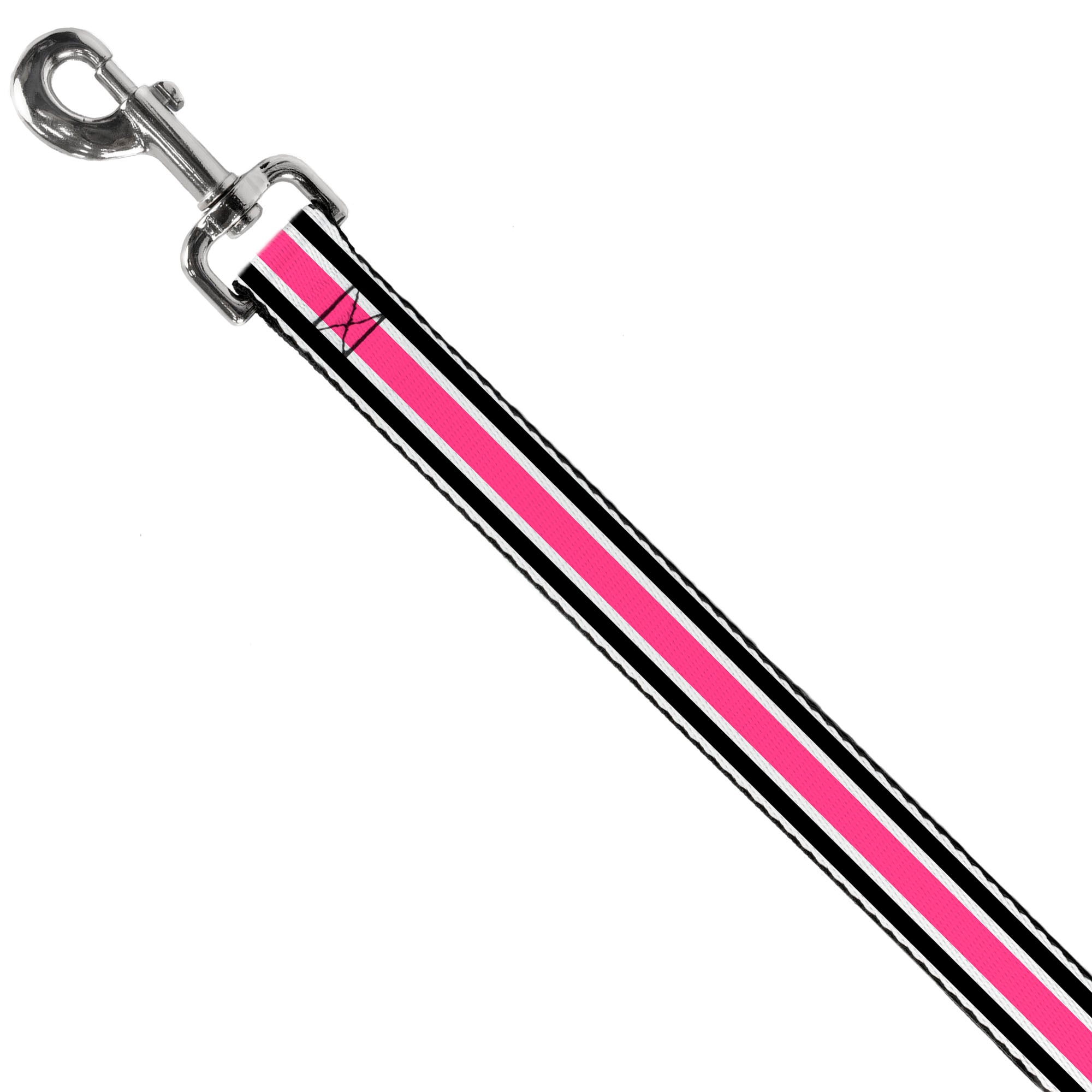 Dog Leash - Stripes White/Black/White/Pink Dog Leashes Buckle-Down