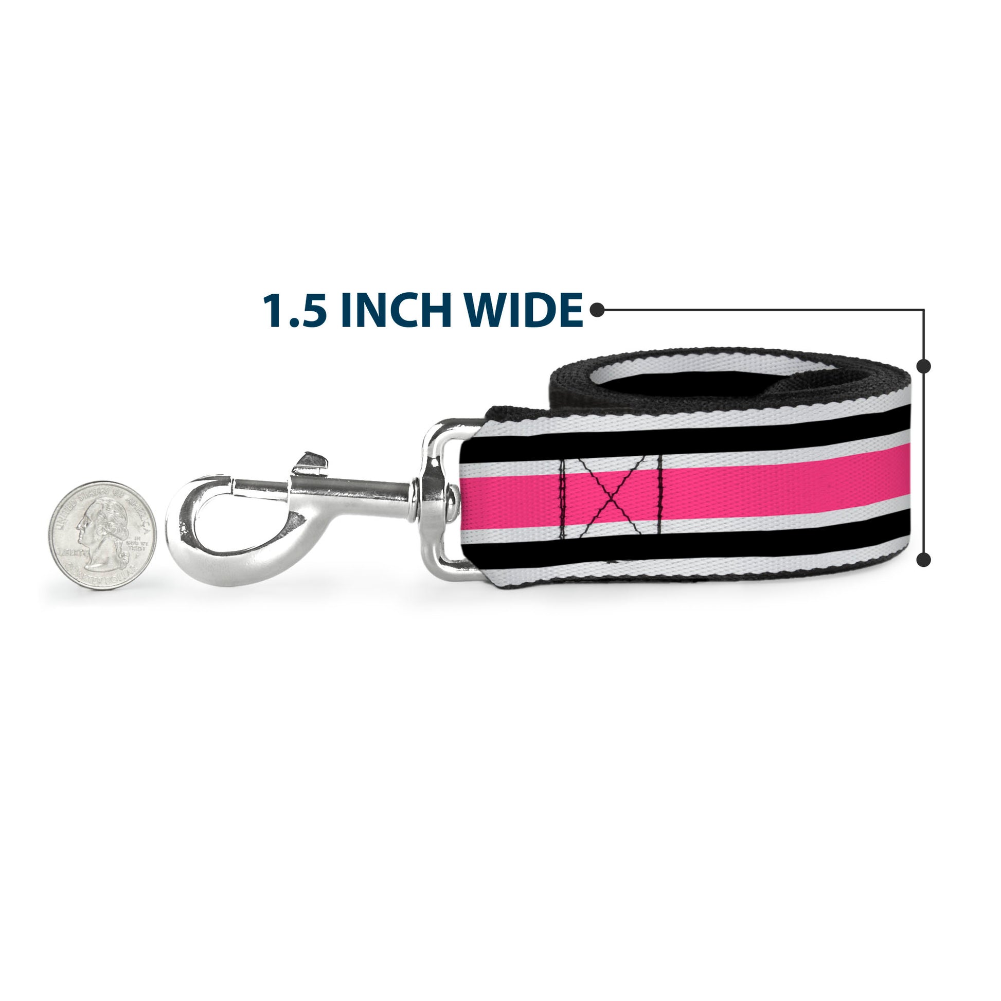 Dog Leash - Stripes White/Black/White/Pink Dog Leashes Buckle-Down