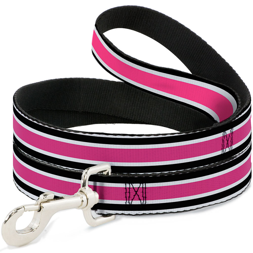 Dog Leash - Stripes White/Black/White/Pink Dog Leashes Buckle-Down