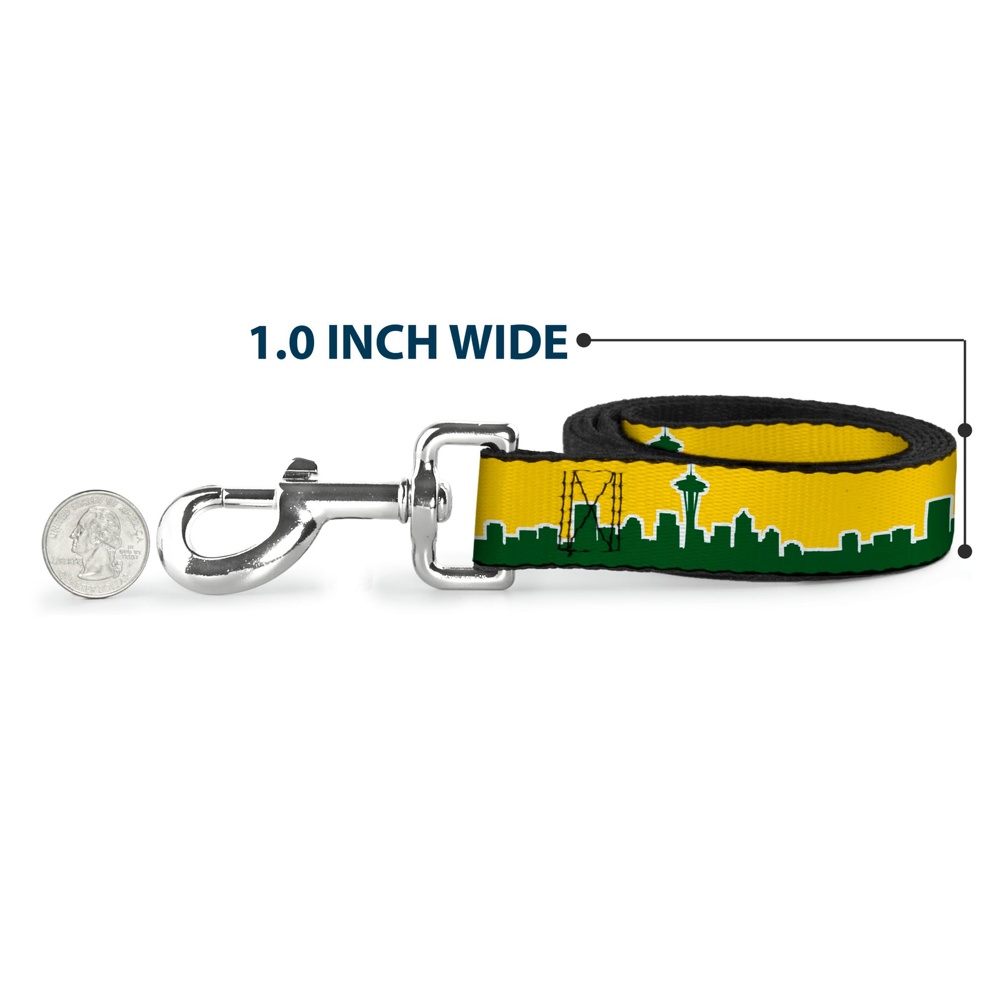 Dog Leash - Seattle Skyline Yellow/Emerald Green Dog Leashes Buckle-Down
