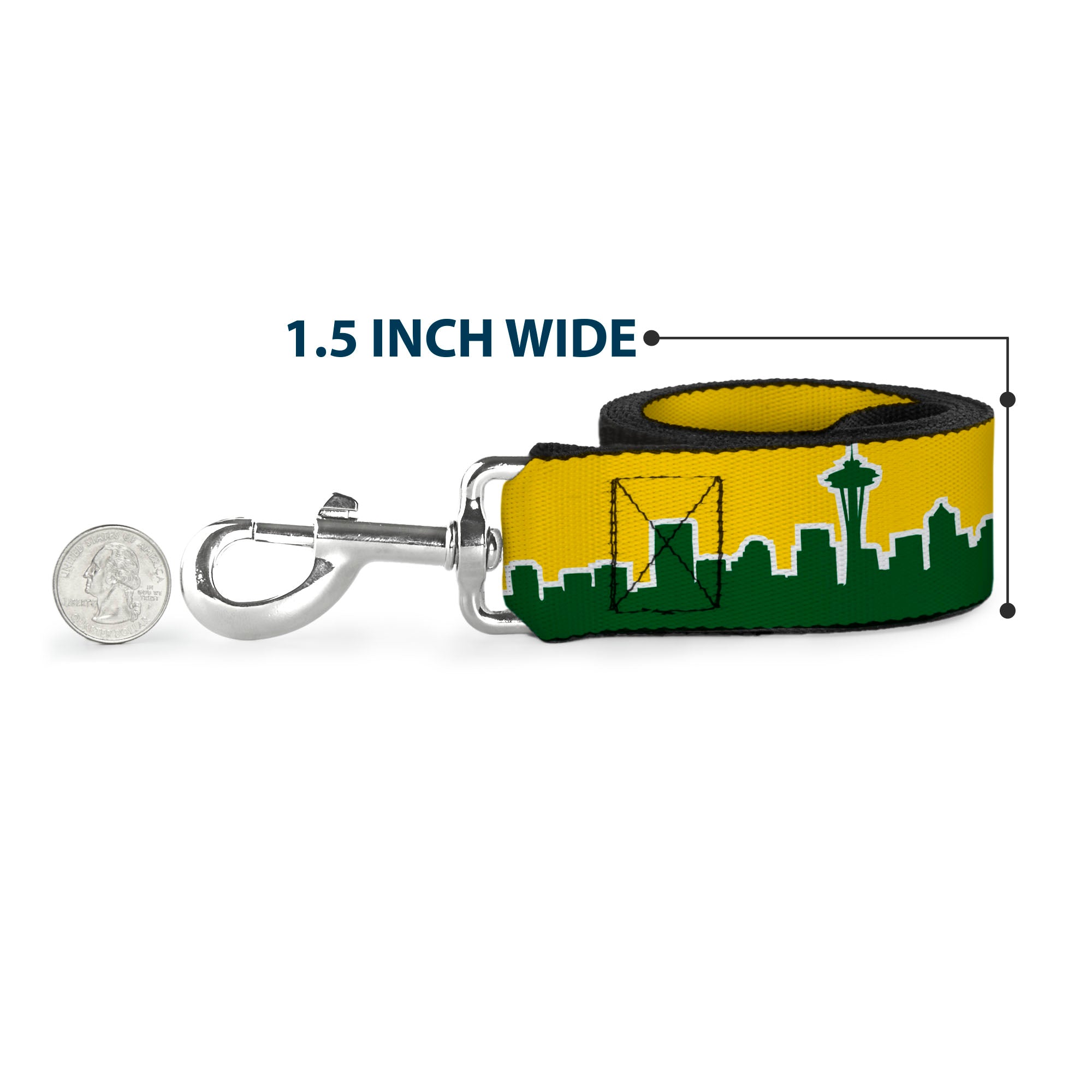 Dog Leash - Seattle Skyline Yellow/Emerald Green Dog Leashes Buckle-Down