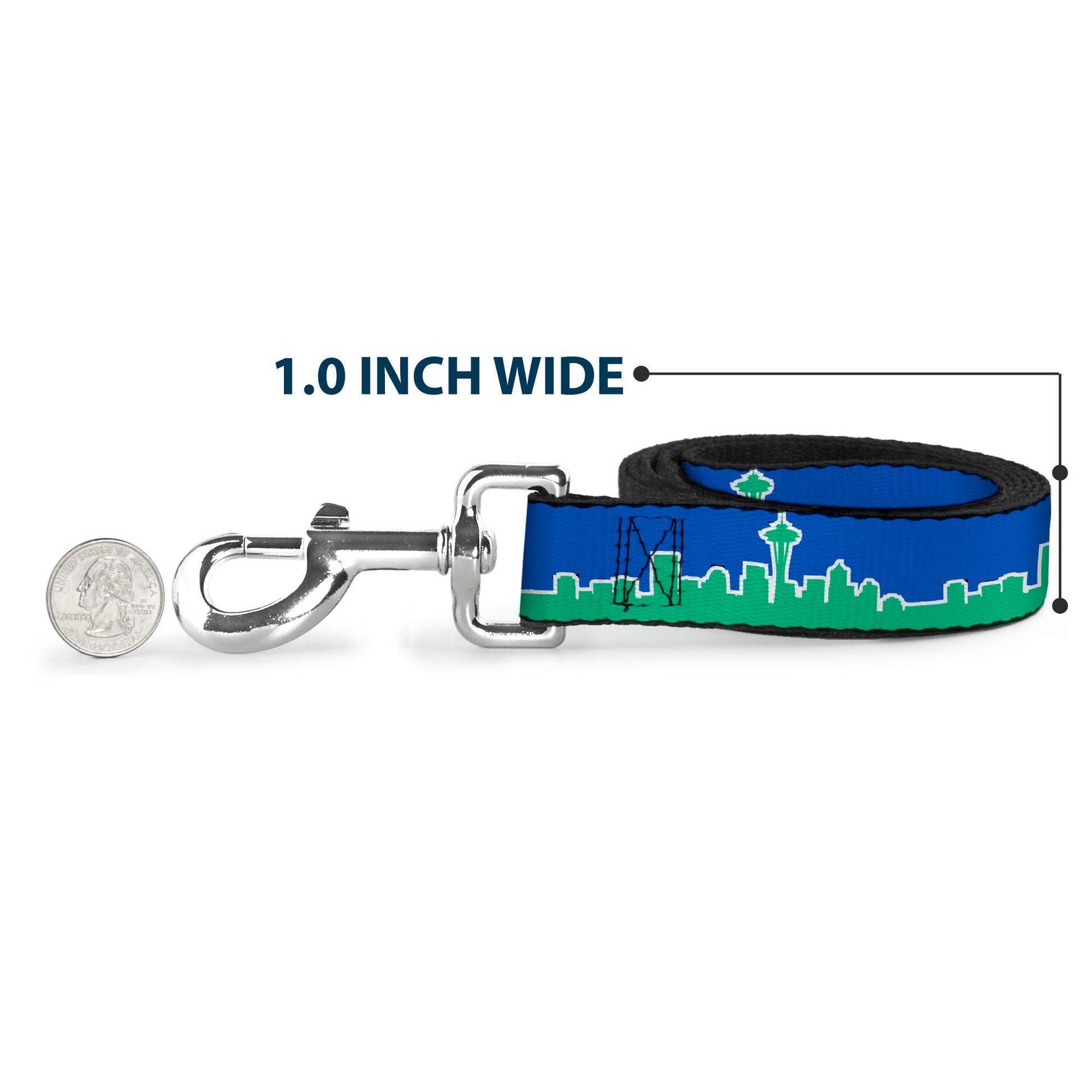 Dog Leash - Seattle Skyline Blue/Green Dog Leashes Buckle-Down