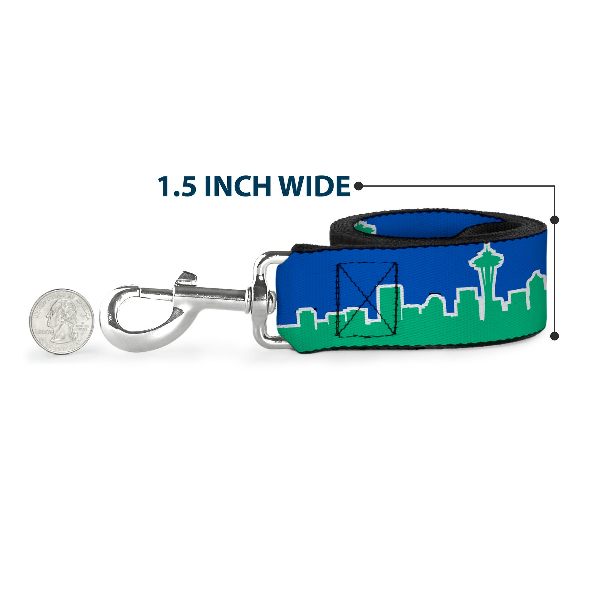 Dog Leash - Seattle Skyline Blue/Green Dog Leashes Buckle-Down