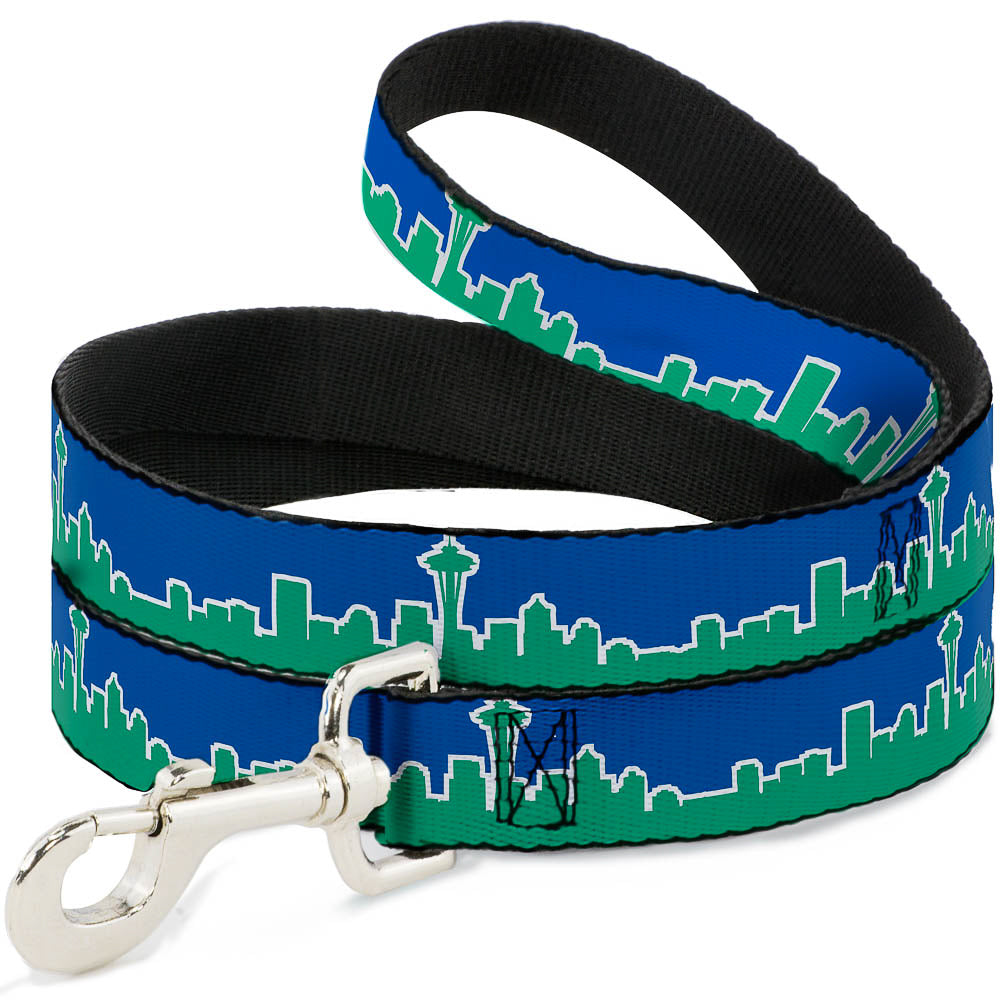 Dog Leash - Seattle Skyline Blue/Green Dog Leashes Buckle-Down