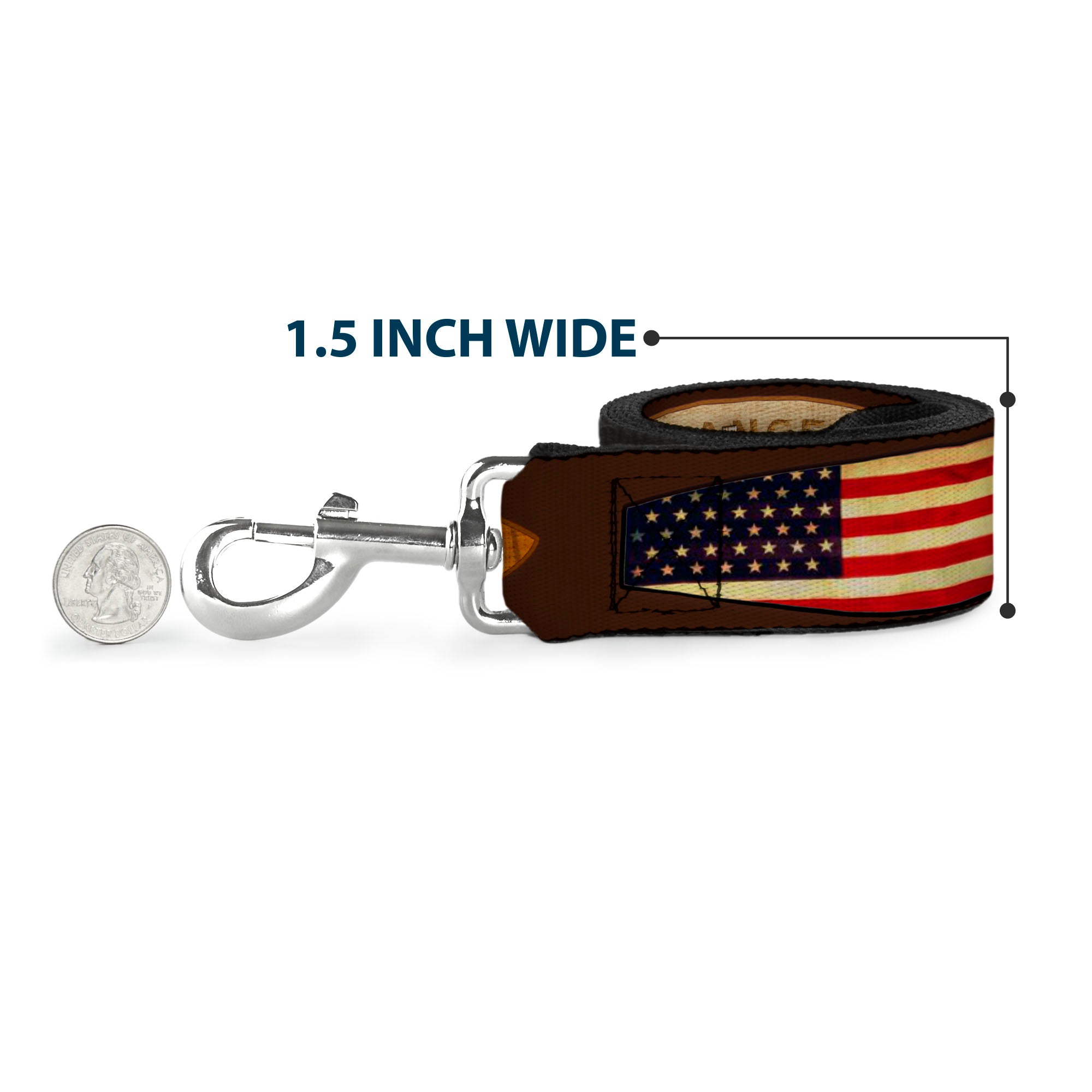 Dog Leash - Surfboard Cali Scenes/US Flag Brown Dog Leashes Buckle-Down