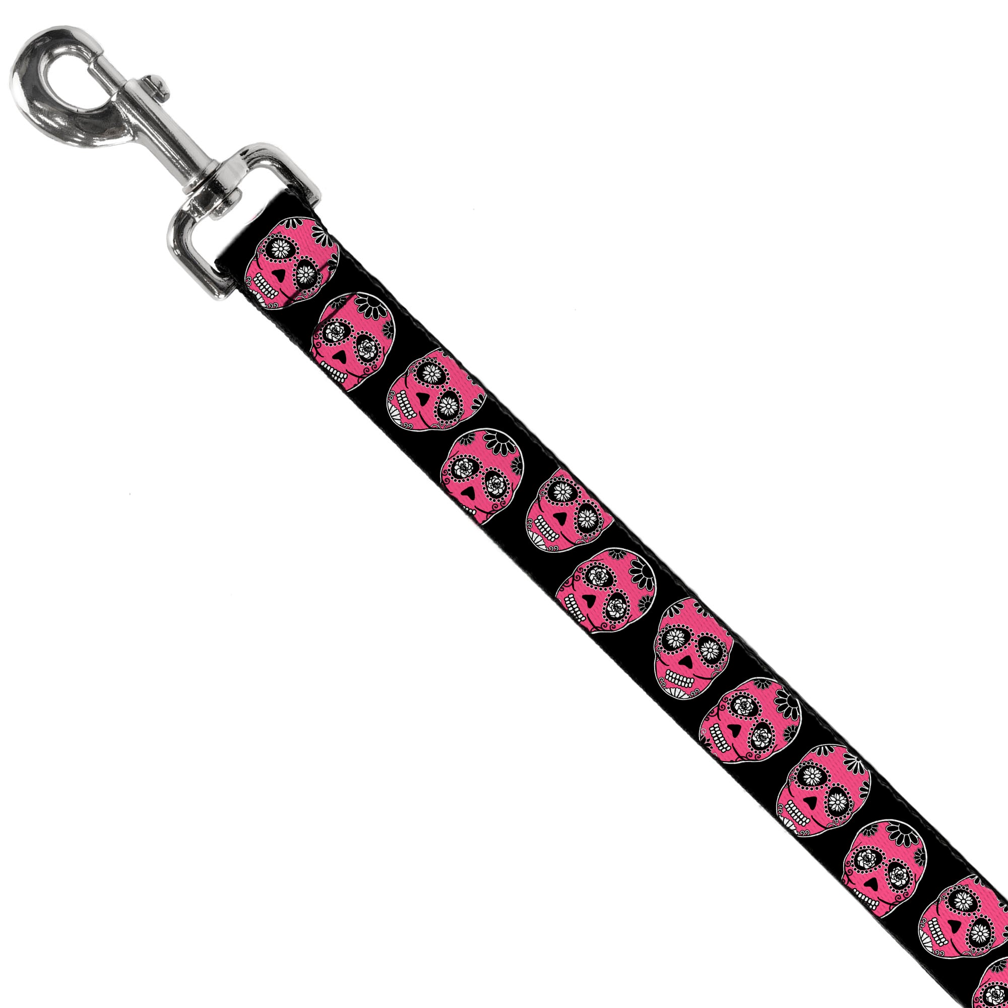 Dog Leash - Sugar Skulls Black/White/Fuchsia Dog Leashes Buckle-Down