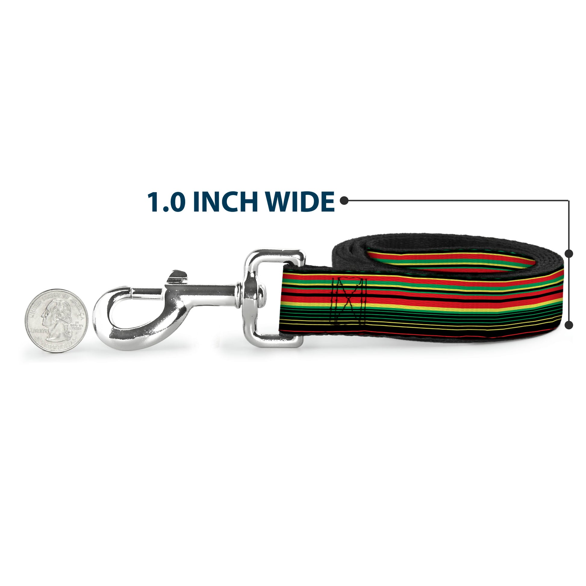 Dog Leash - Stripe Transitions Black/Red/Green/Yellow Dog Leashes Buckle-Down