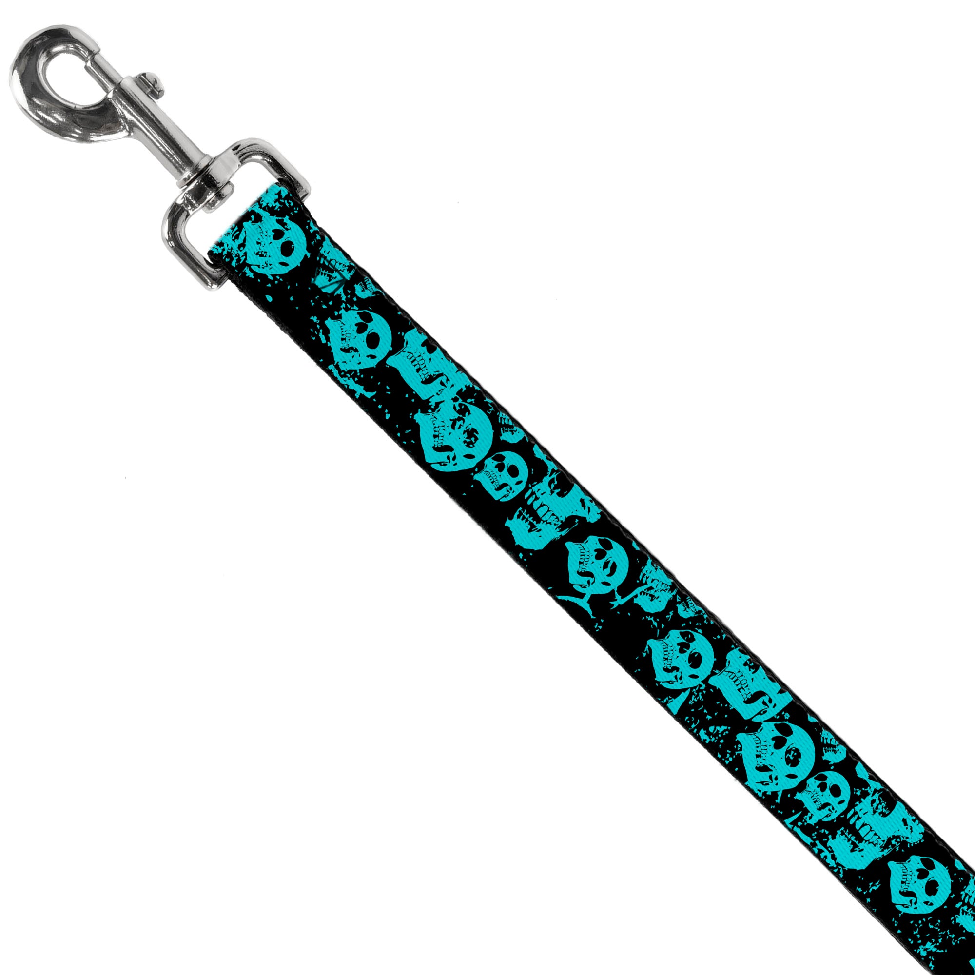 Dog Leash - Skulls Stacked Weathered Black/Teal Dog Leashes Buckle-Down