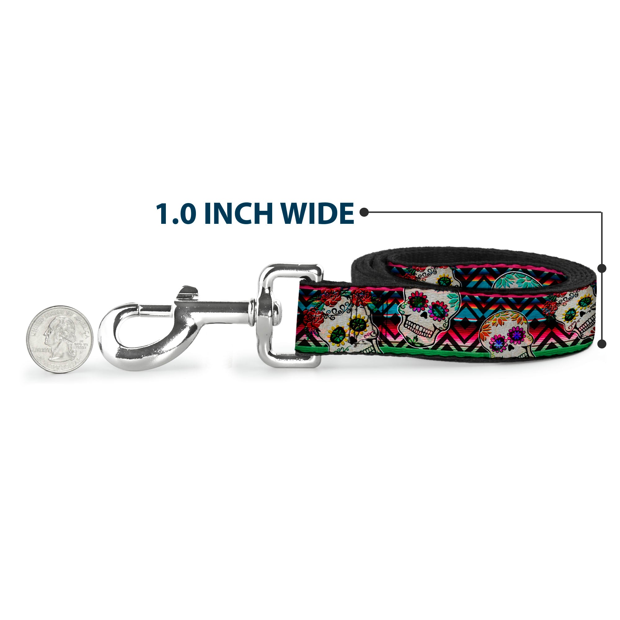 Dog Leash - Sugar Skulls Zarape Multi Color Dog Leashes Buckle-Down
