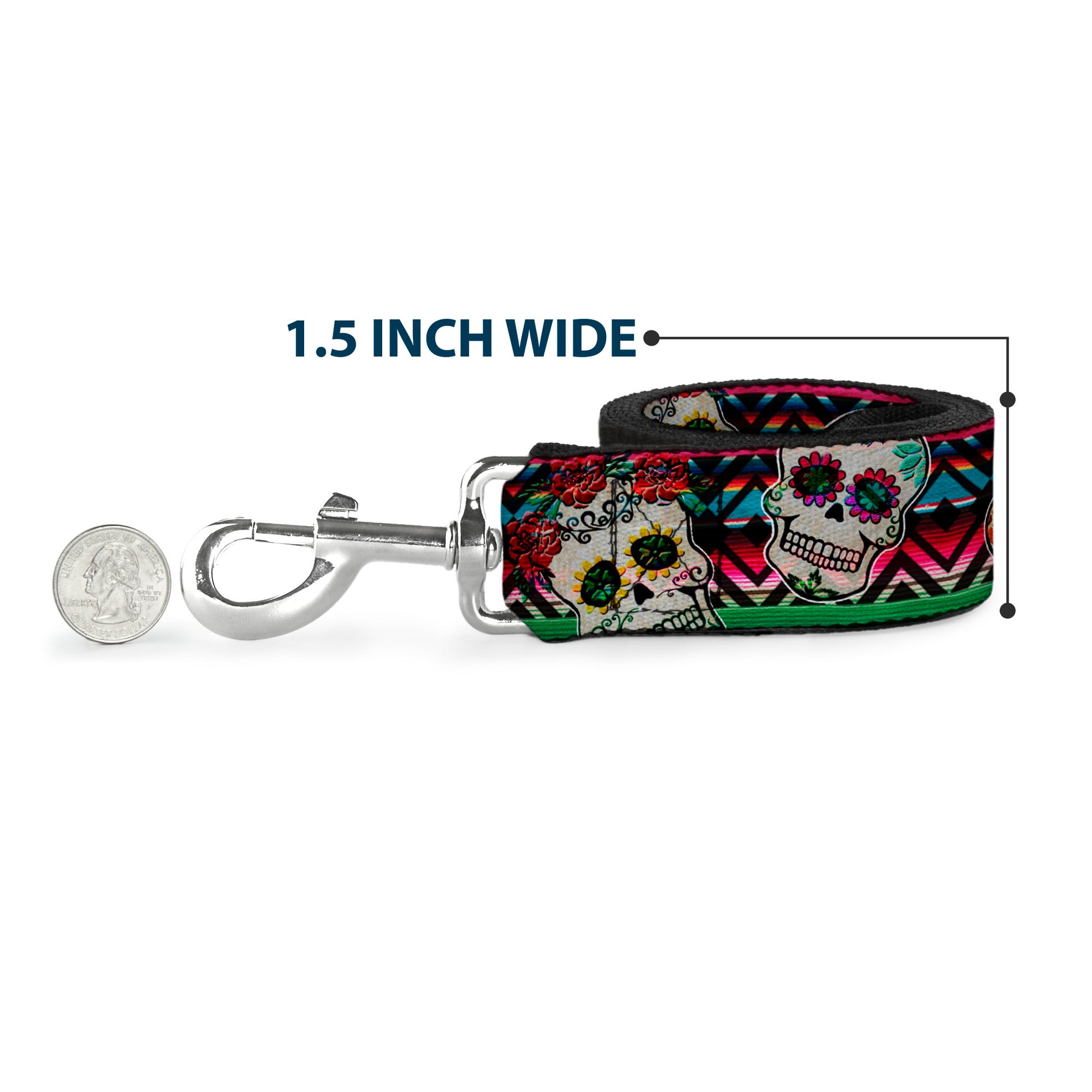 Dog Leash - Sugar Skulls Zarape Multi Color Dog Leashes Buckle-Down