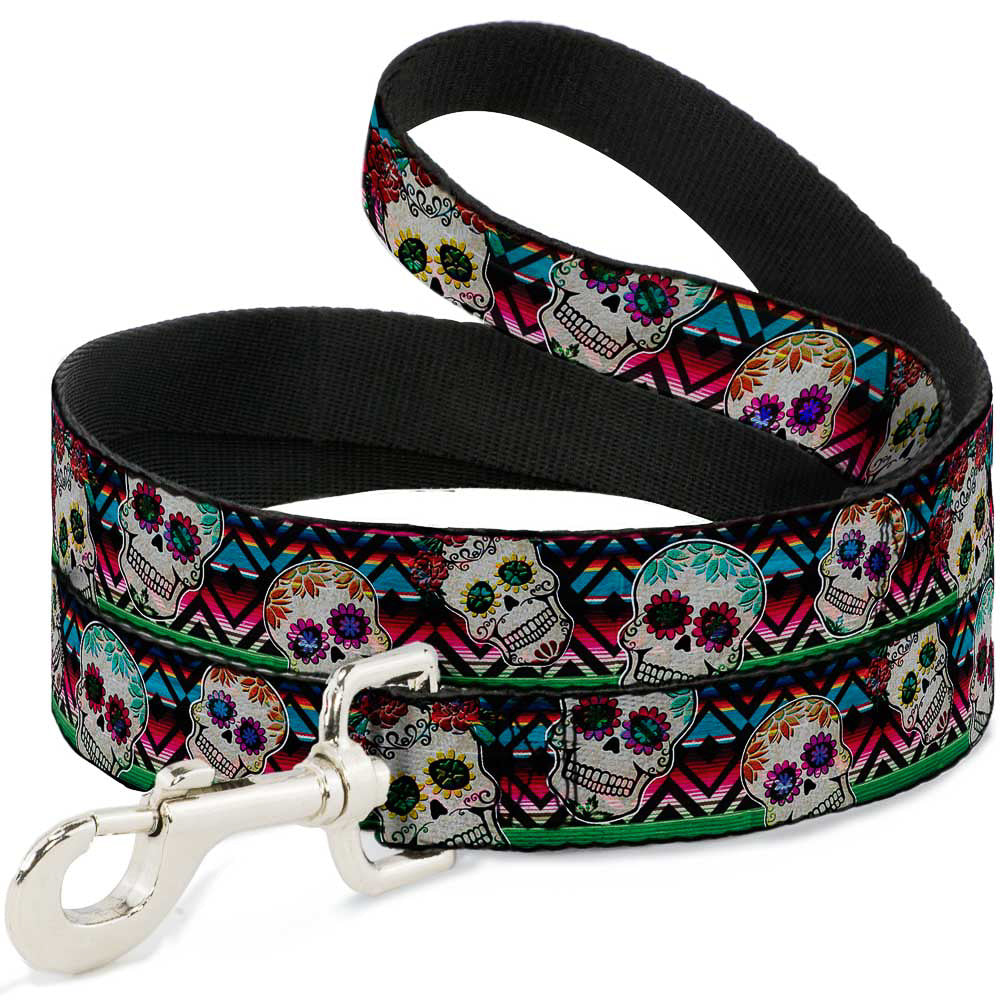 Dog Leash - Sugar Skulls Zarape Multi Color Dog Leashes Buckle-Down