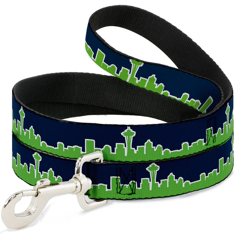 Dog Leash - Seattle Skyline Navy/Lime Green Dog Leashes Buckle-Down