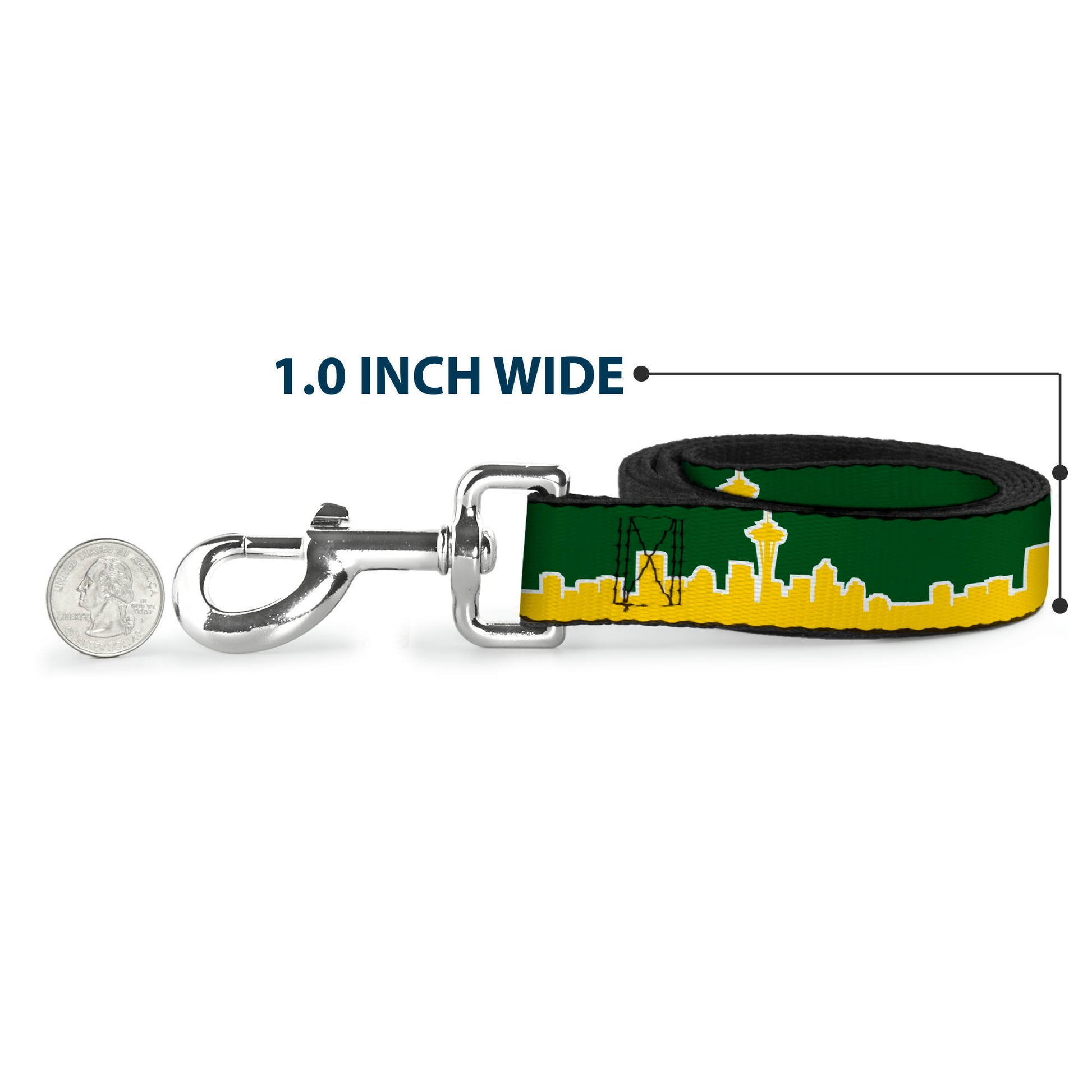 Dog Leash - Seattle Skyline Green/Yellow Dog Leashes Buckle-Down