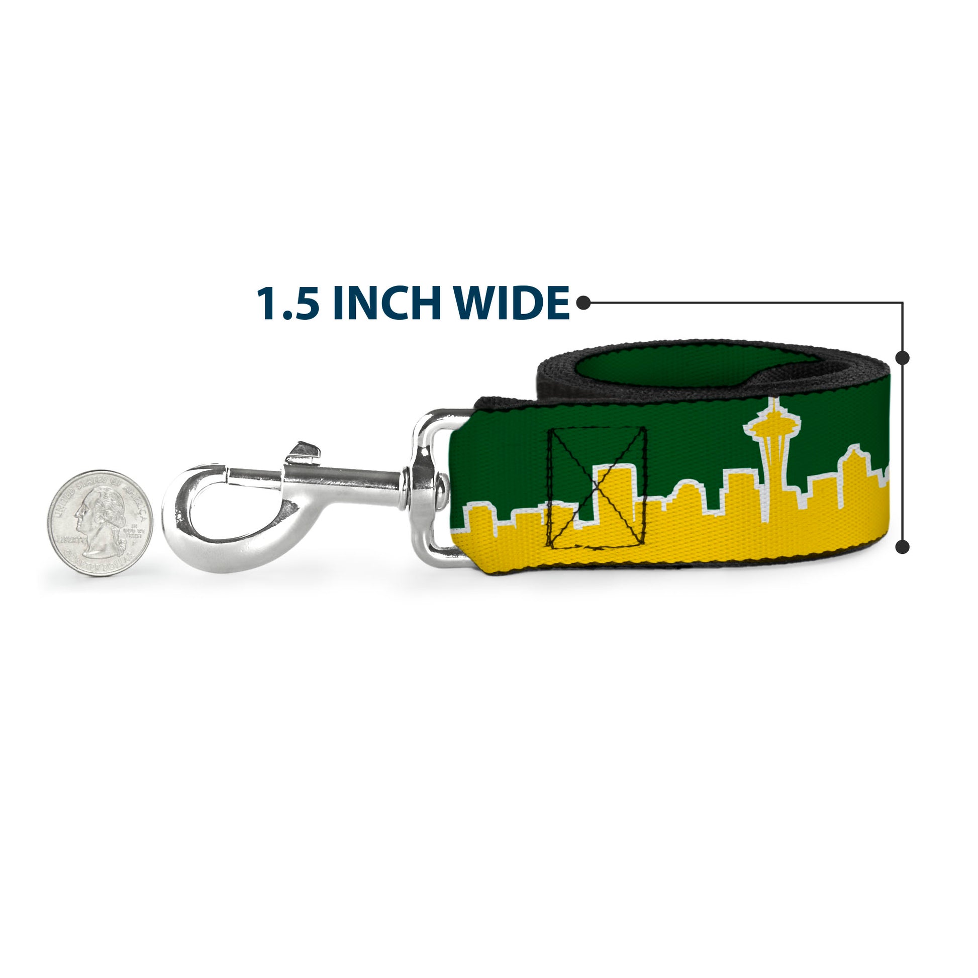 Dog Leash - Seattle Skyline Green/Yellow Dog Leashes Buckle-Down
