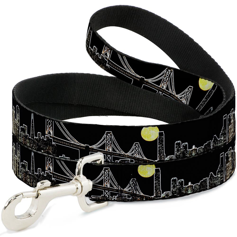 Dog Leash - San Francisco w/Moon Vivid Skyline Black Dog Leashes Buckle-Down