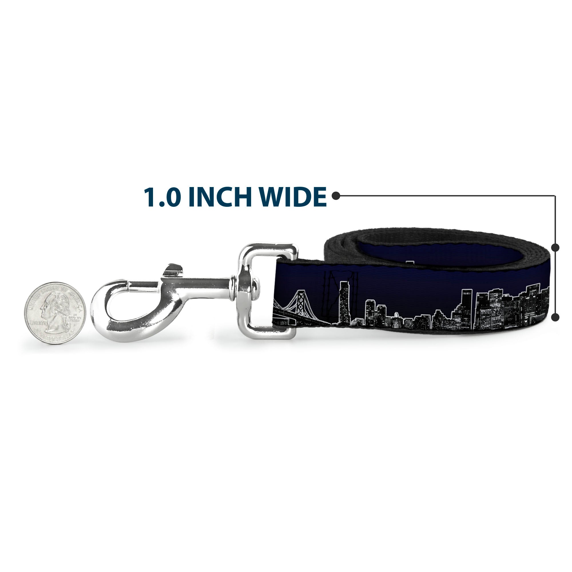 Dog Leash - San Francisco Vivid Skyline Midnight Blue Dog Leashes Buckle-Down