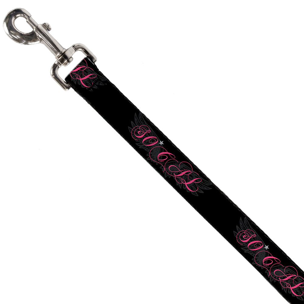 Dog Leash - SO CAL Script/Wings Black/Gray/Pink Dog Leashes Buckle-Down