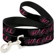 Dog Leash - SO CAL Script/Wings Black/Gray/Pink Dog Leashes Buckle-Down