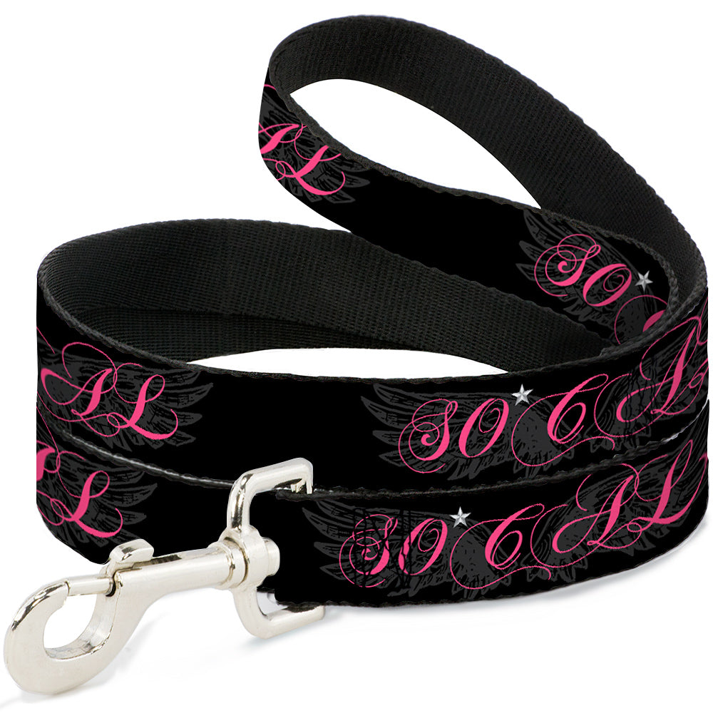 Dog Leash - SO CAL Script/Wings Black/Gray/Pink Dog Leashes Buckle-Down