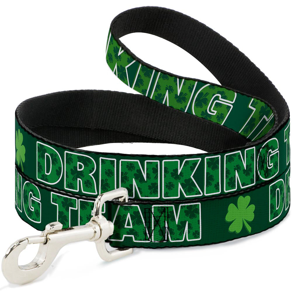 Buckle-Down Dog Leash - St. Pat's DRINKING TEAM/Shamrocks Black/Green/White Dog Leashes Buckle-Down
