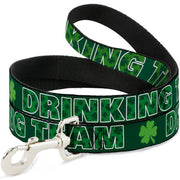 Buckle-Down Dog Leash - St. Pat's DRINKING TEAM/Shamrocks Black/Green/White Dog Leashes Buckle-Down