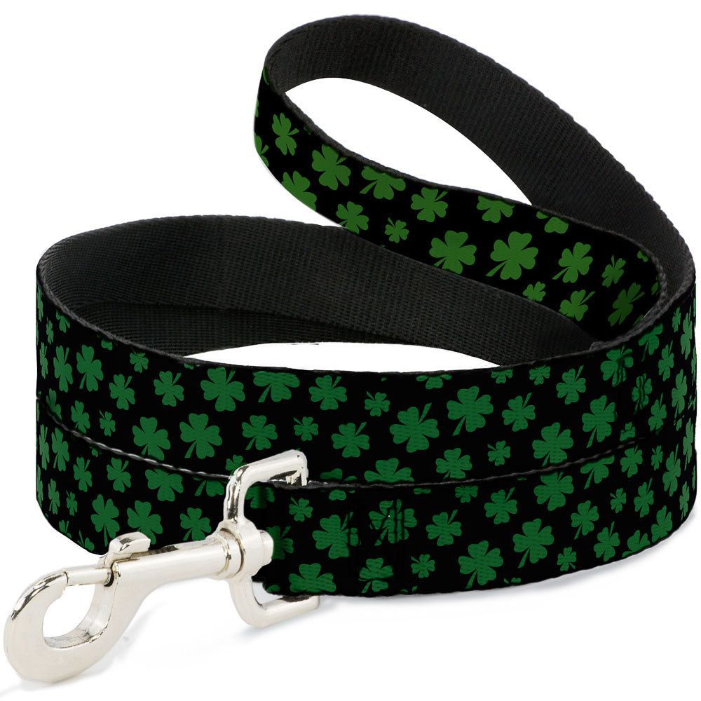 Dog Leash - St. Pat's Clovers Scattered Black/Green Dog Leashes Buckle-Down
