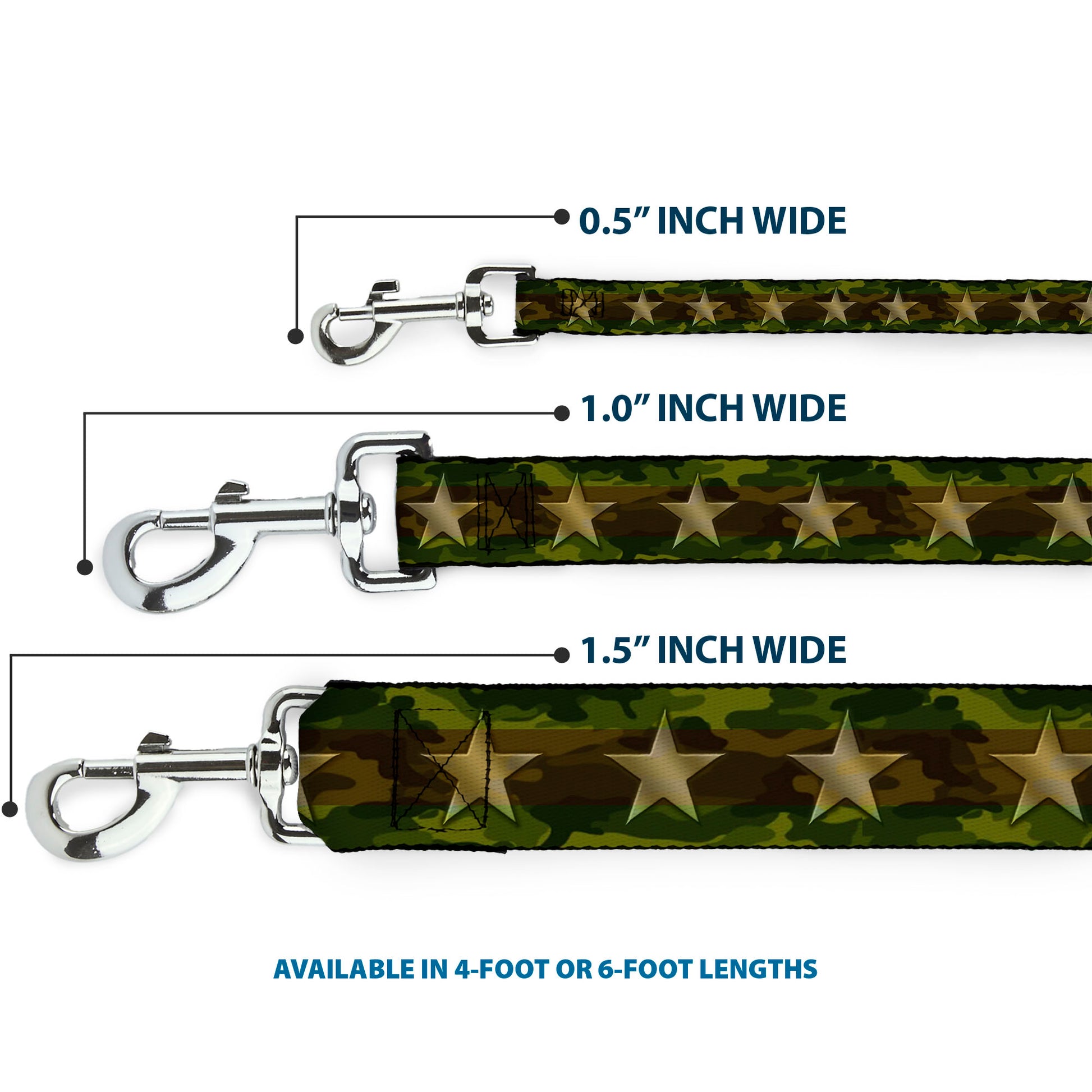 Dog Leash - Star Camo Olive/Gold Dog Leashes Buckle-Down