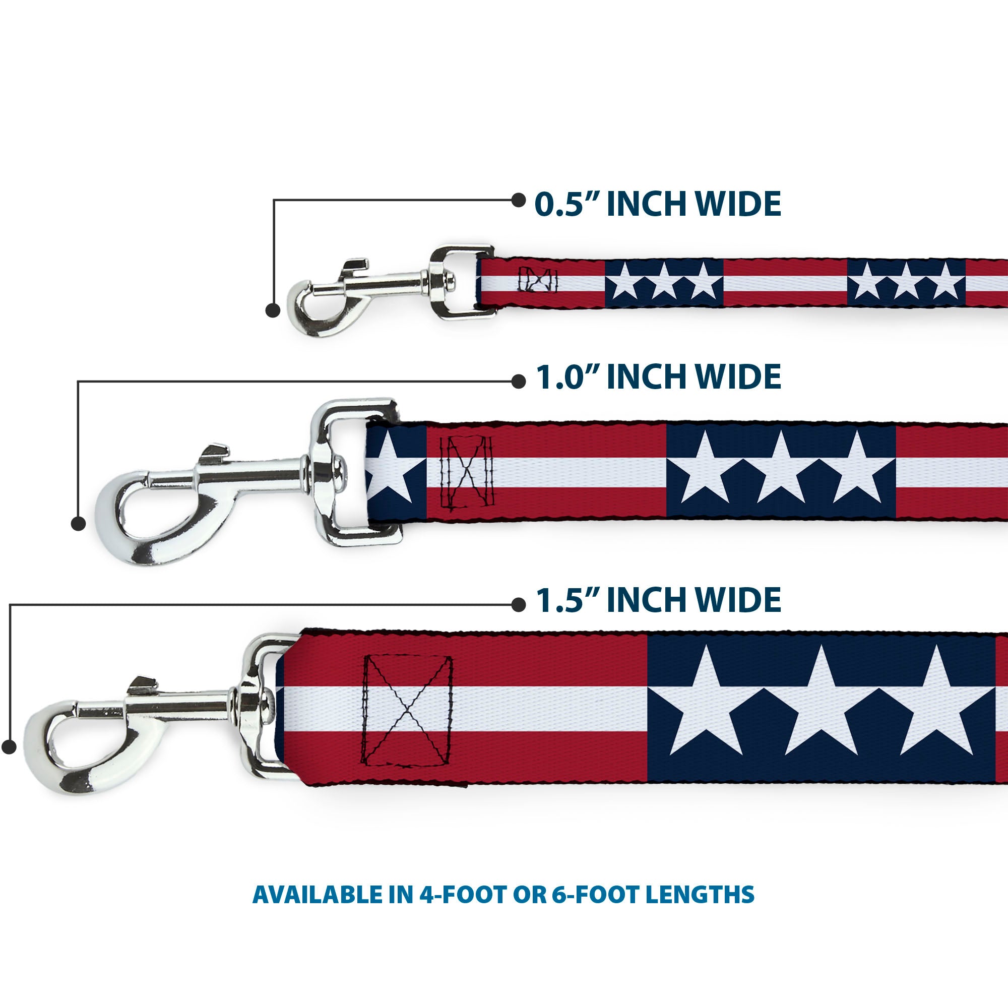 Dog Leash - Stars & Stripes Blue/White/Red/White Dog Leashes Buckle-Down