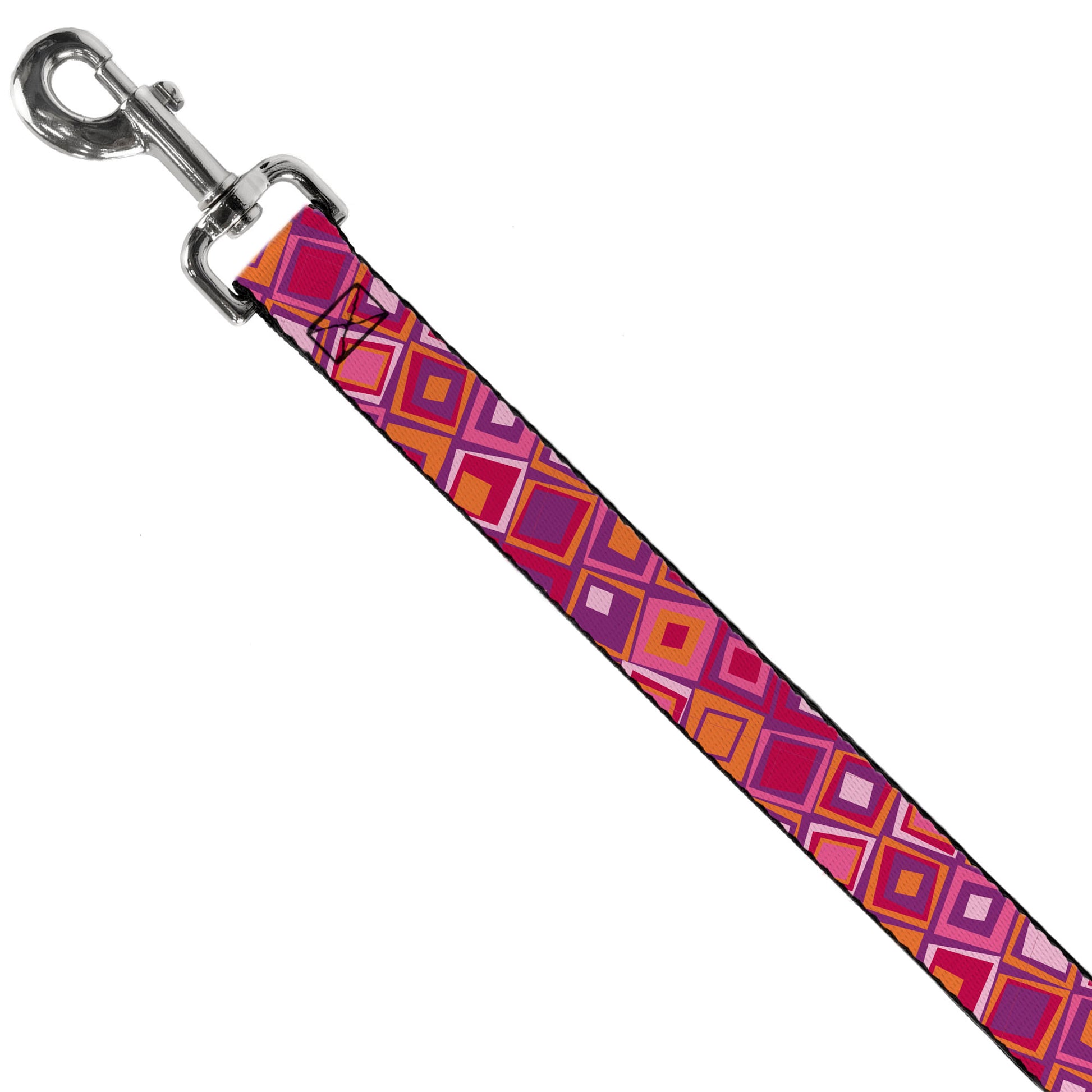 Dog Leash - Skewed Squares Stacked Purple/Orange/Pinks Dog Leashes Buckle-Down
