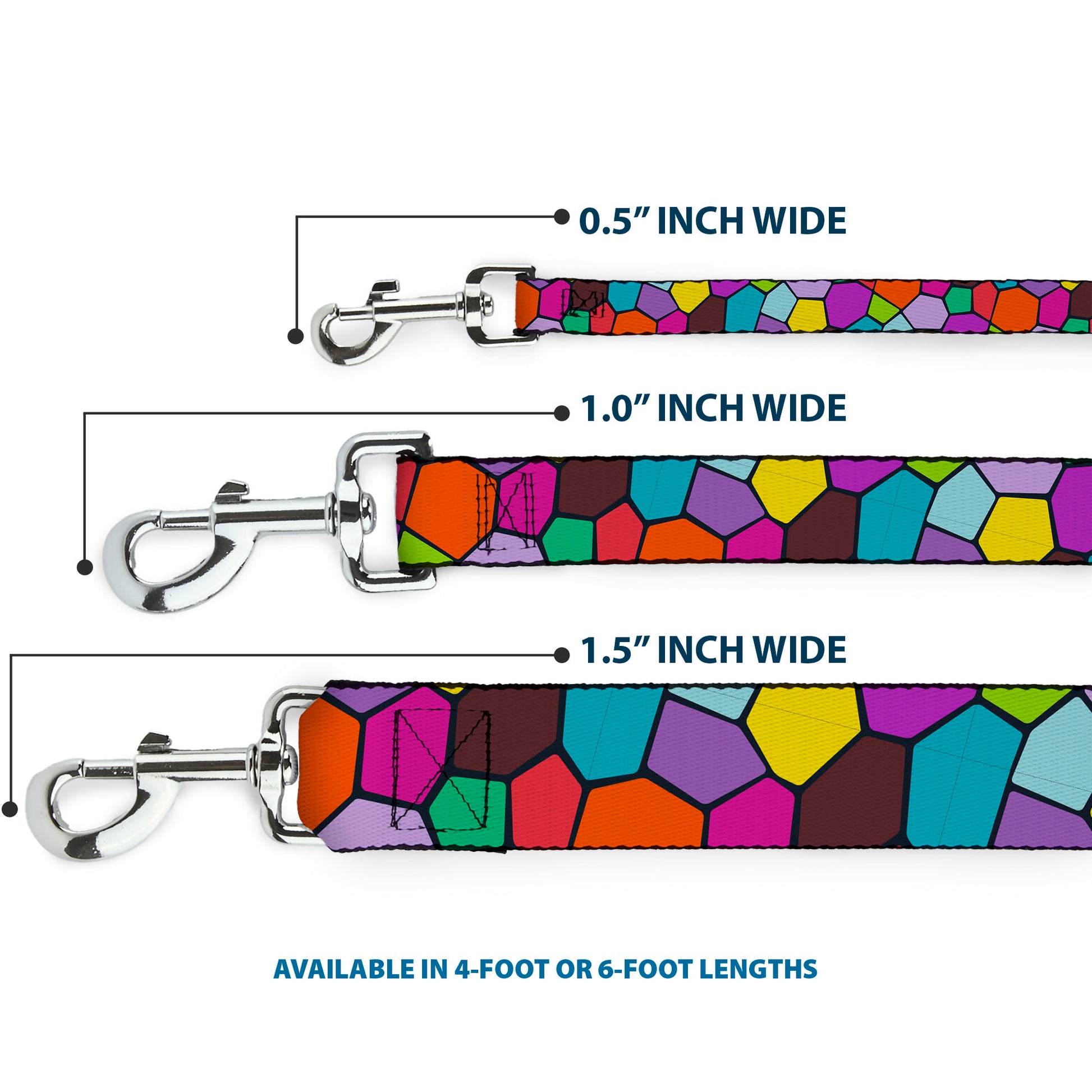 Dog Leash - Stained Glass Mosaic2 Multi Color/Navy Dog Leashes Buckle-Down