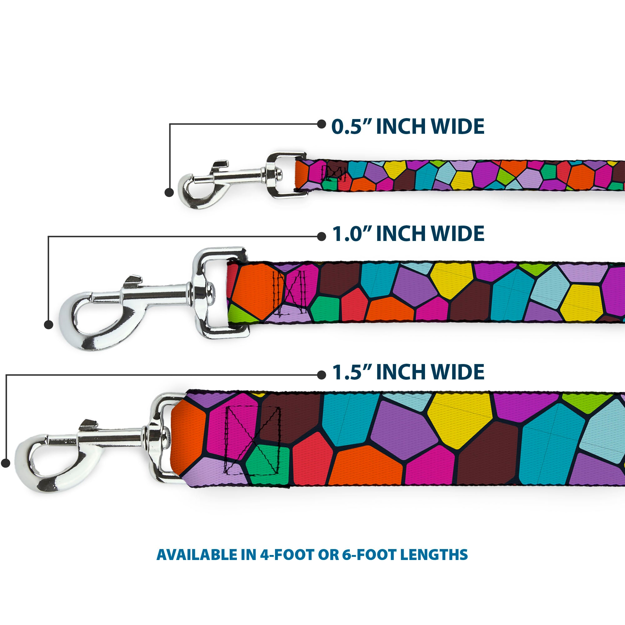 Dog Leash - Stained Glass Mosaic2 Multi Color/Navy Dog Leashes Buckle-Down