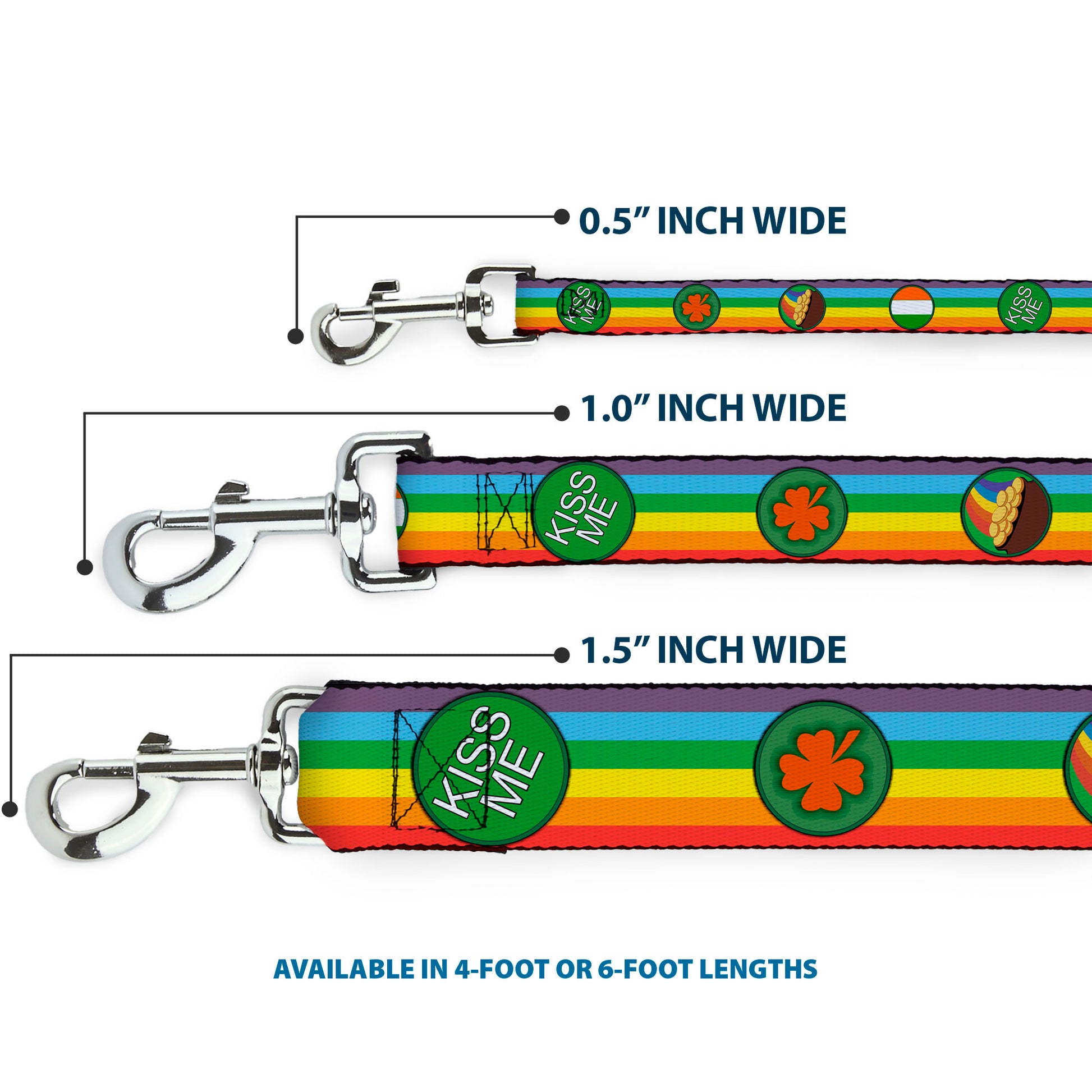 Dog Leash - St. Pat's Rainbow/Coins Dog Leashes Buckle-Down