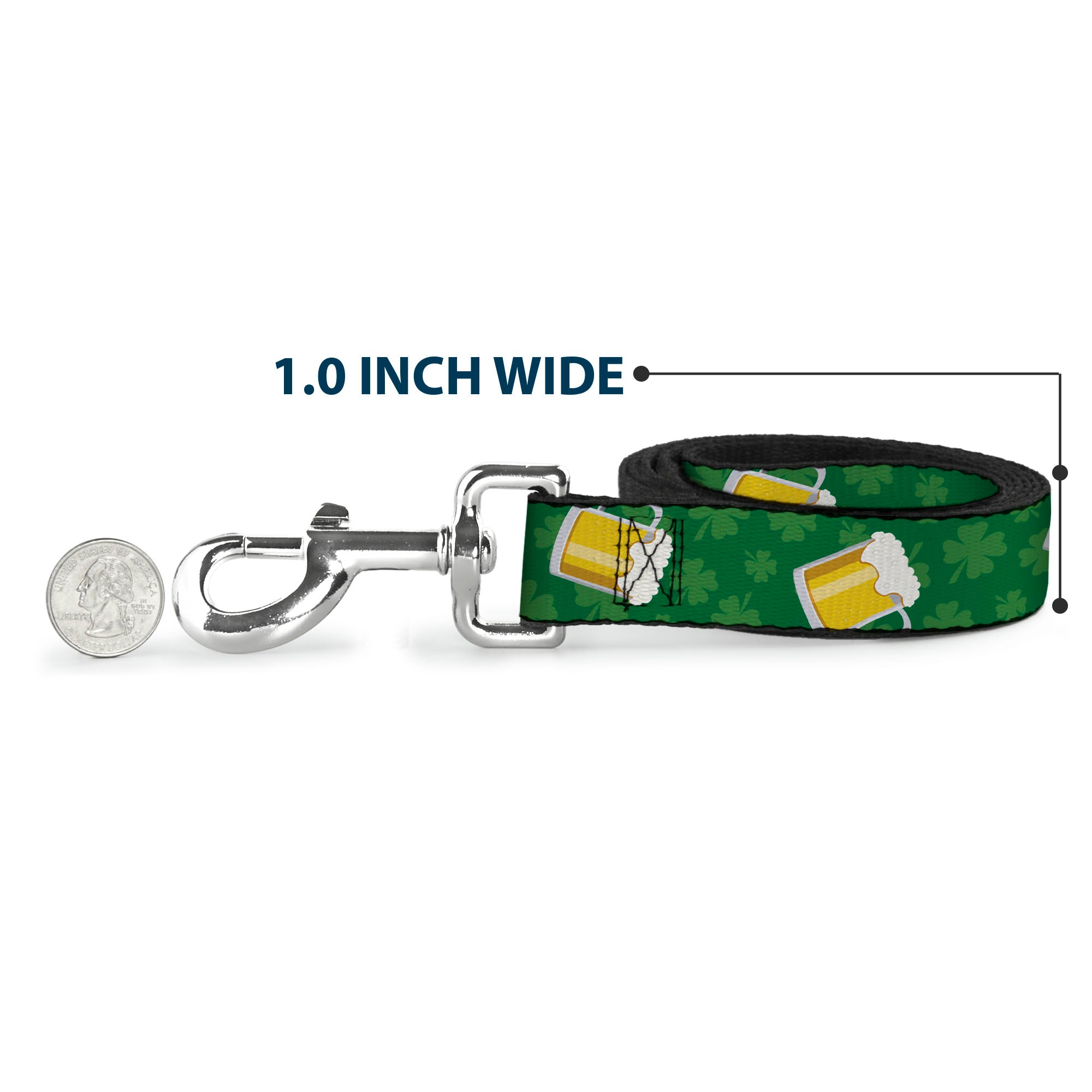 Dog Leash - St. Pat's Clovers/Beer Mugs Greens Dog Leashes Buckle-Down