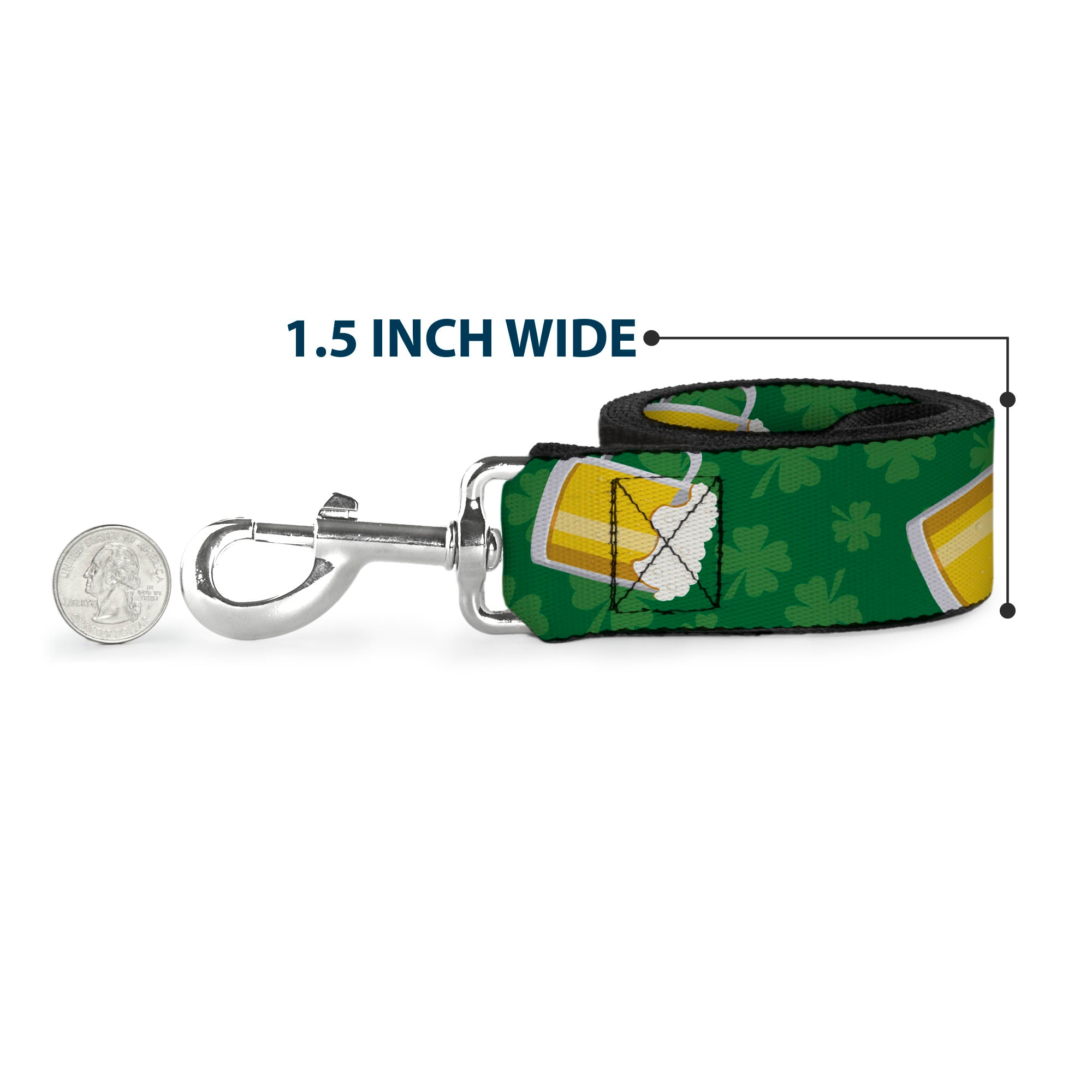 Dog Leash - St. Pat's Clovers/Beer Mugs Greens Dog Leashes Buckle-Down
