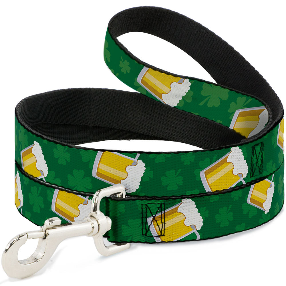 Dog Leash - St. Pat's Clovers/Beer Mugs Greens Dog Leashes Buckle-Down