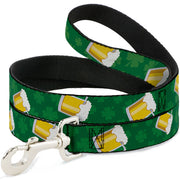 Dog Leash - St. Pat's Clovers/Beer Mugs Greens Dog Leashes Buckle-Down