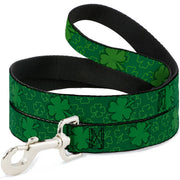Dog Leash - St. Pat's Clovers Scattered2 Outline/Solid Greens Dog Leashes Buckle-Down