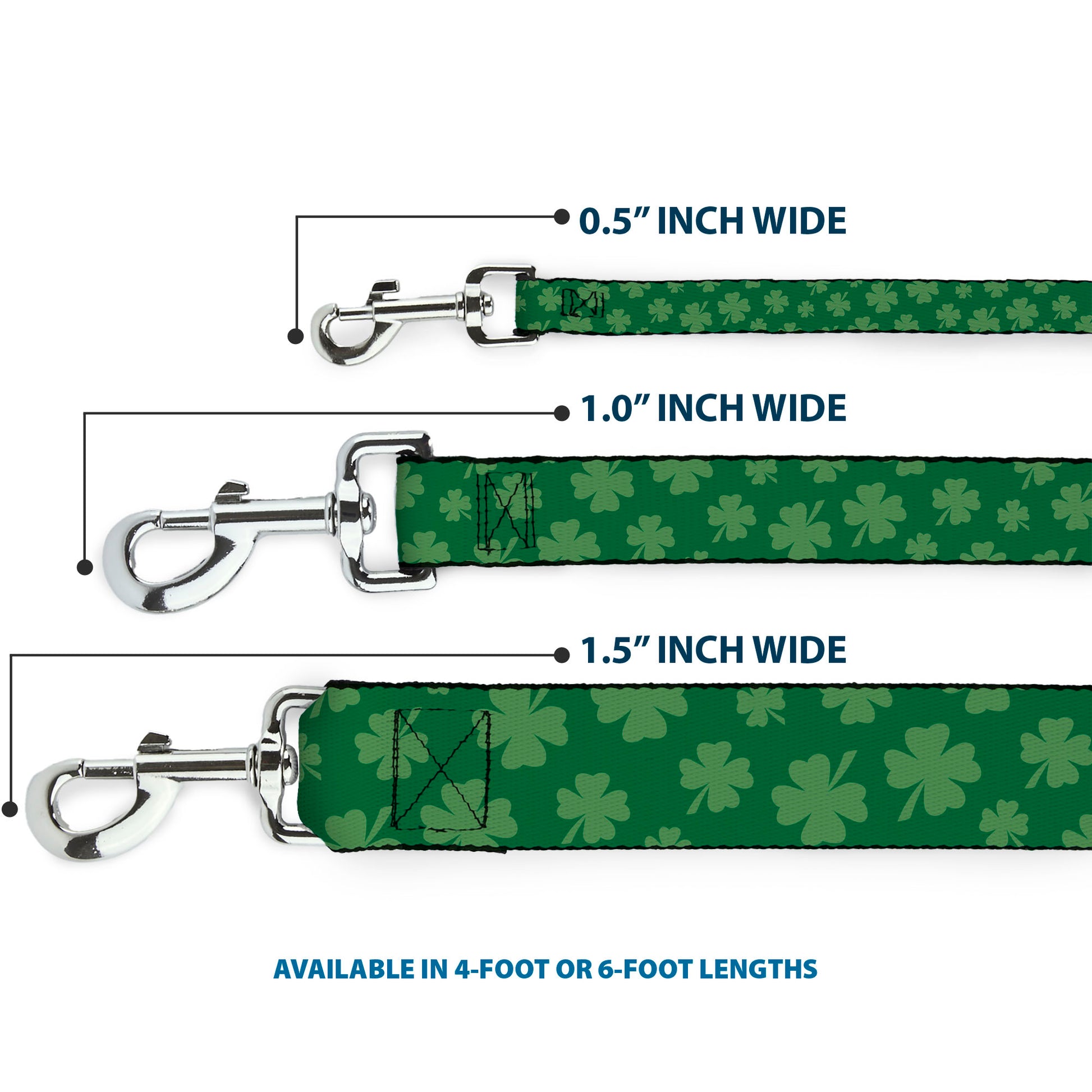 Dog Leash - St. Pat's Clovers Scattered3 Greens Dog Leashes Buckle-Down