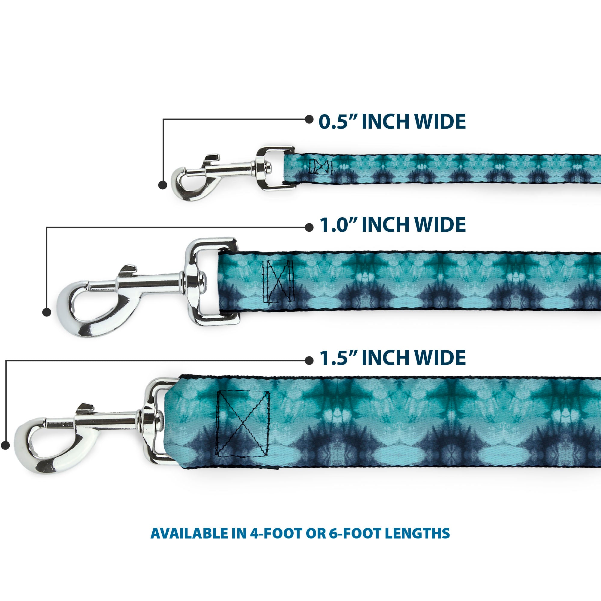 Dog Leash - Tie Dye Reflection Turquoise Blues Dog Leashes Buckle-Down