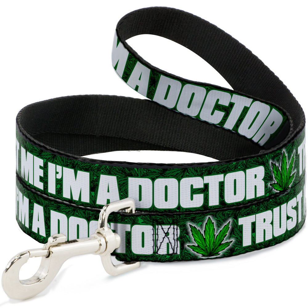 Buckle-Down Dog Leash - TRUST ME I'M A DOCTOR/Marijuana Haze Leag Greens/White Dog Leashes Buckle-Down