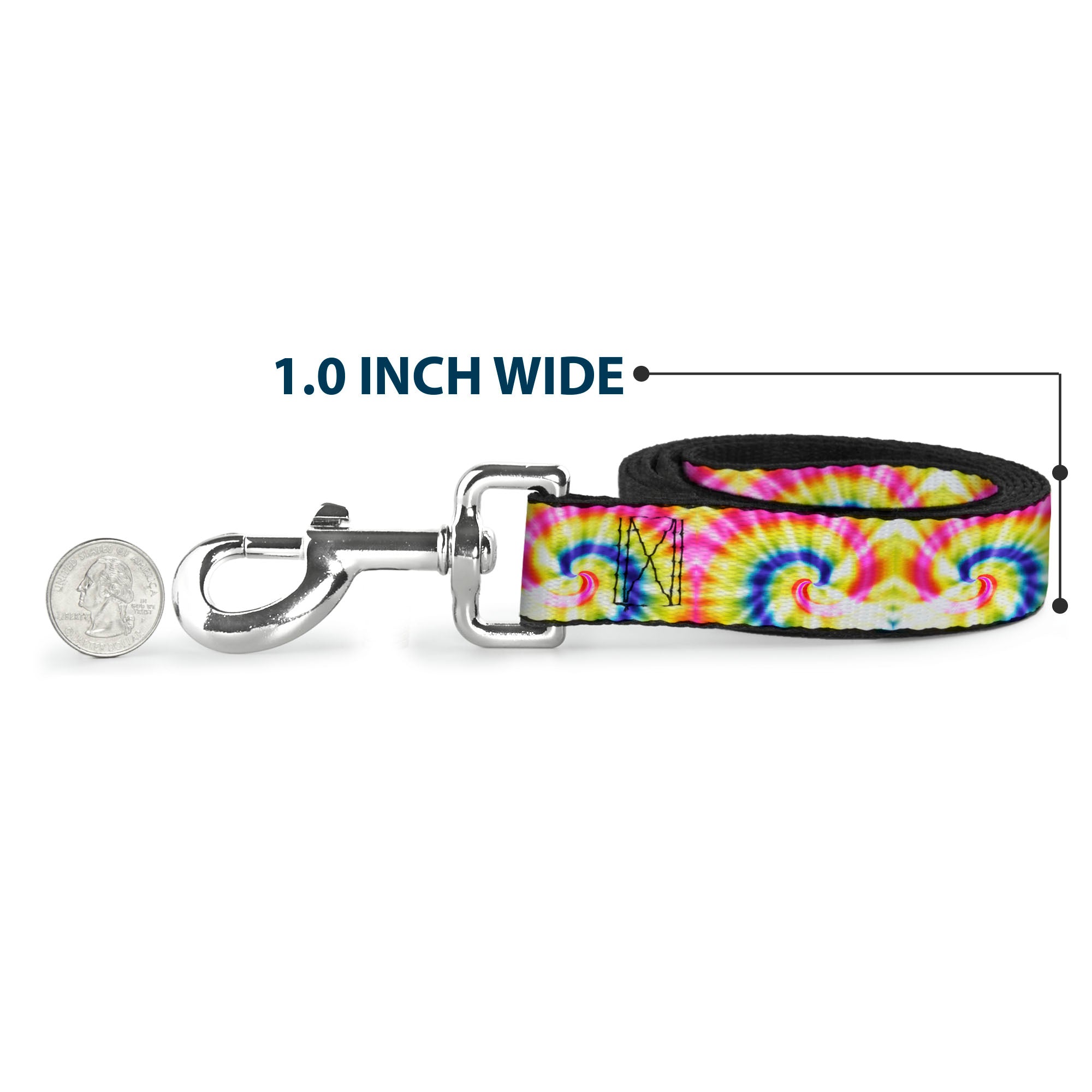 Dog Leash - Tie Dye Swirl Multi Color/White Dog Leashes Buckle-Down