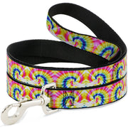 Dog Leash - Tie Dye Swirl Multi Color/White Dog Leashes Buckle-Down