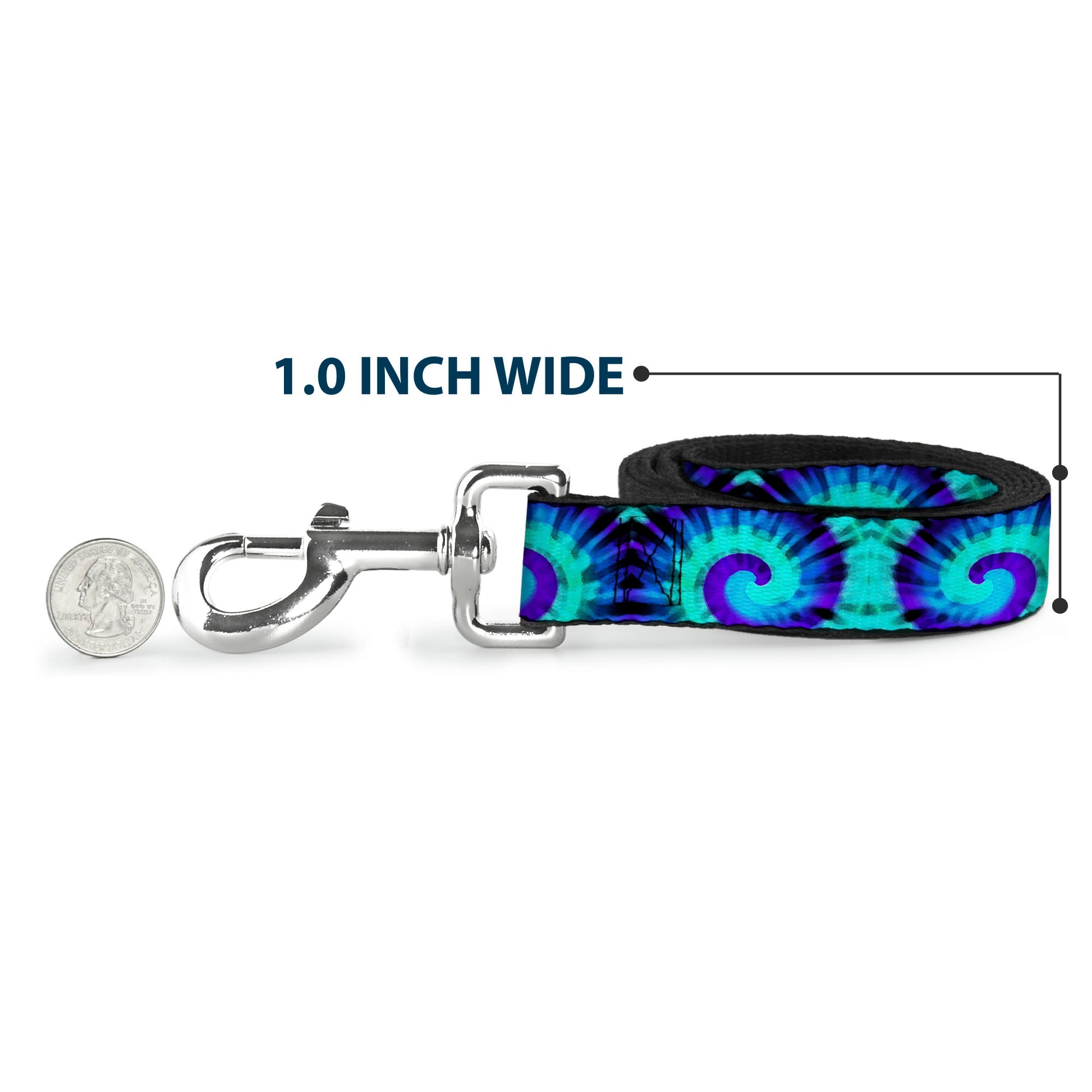 Dog Leash - Tie Dye Swirl Purples/Blues Dog Leashes Buckle-Down