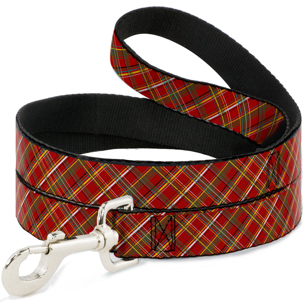 Dog Leash - Tartan Plaid2 Red/Green/Yellow Dog Leashes Buckle-Down