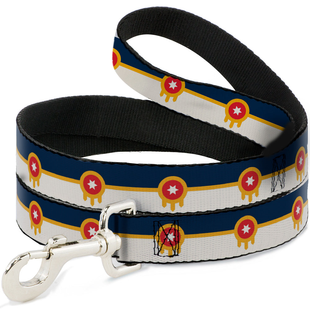 Dog Leash - Tulsa Oklahoma City Flag Navy Blue/Gold/Red/Beige Dog Leashes Buckle-Down