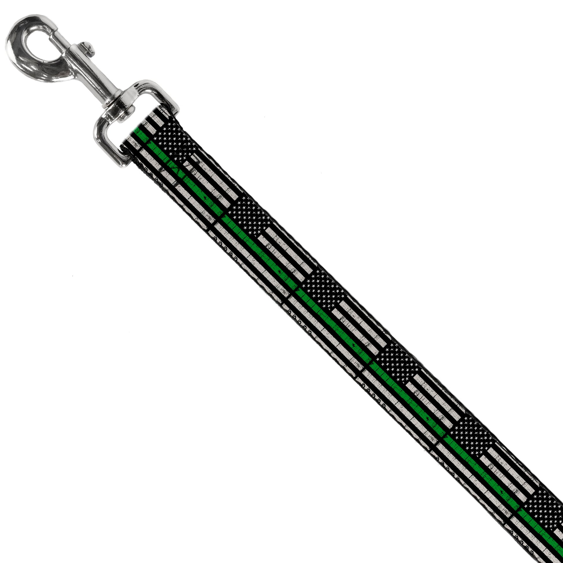 Dog Leash - Thin Green Line Flag Weathered Black/Gray/Green Dog Leashes Buckle-Down