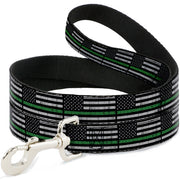 Dog Leash - Thin Green Line Flag Weathered Black/Gray/Green Dog Leashes Buckle-Down