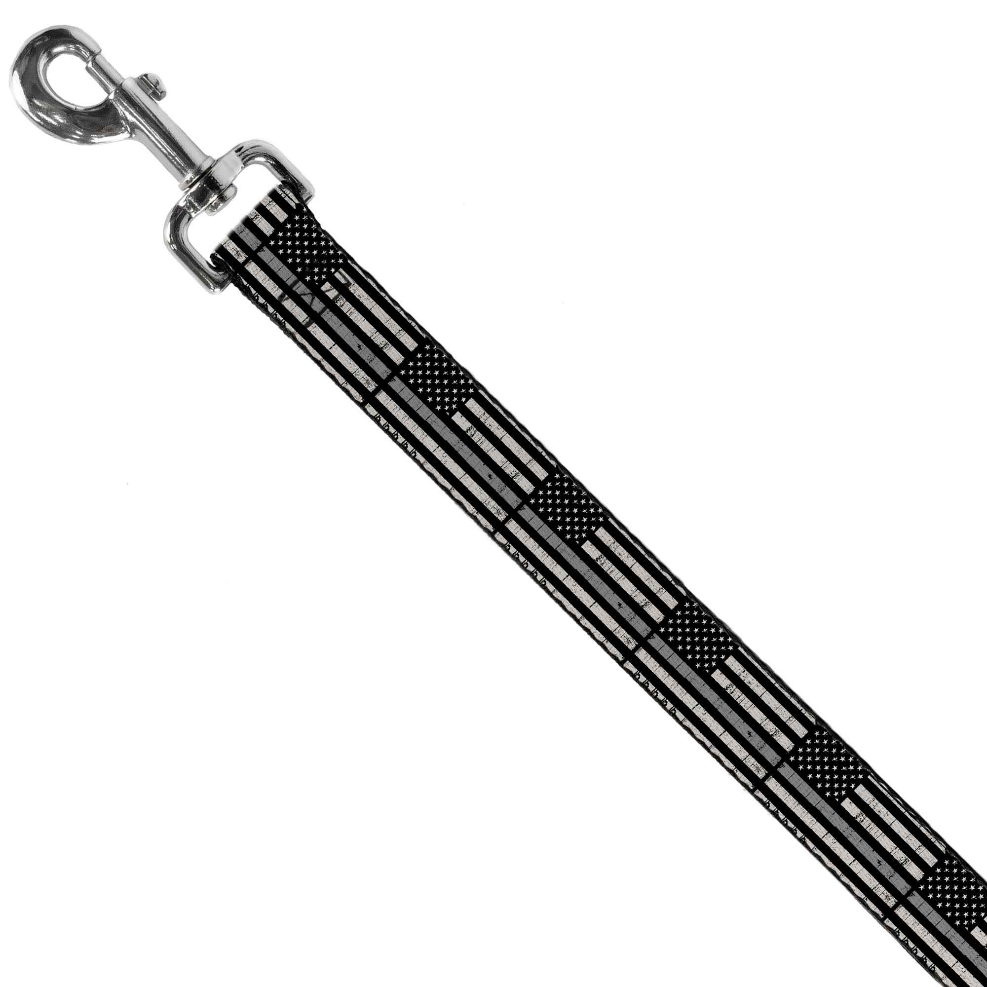 Dog Leash - Thin Gray Line Flag Weathered Black/Grays Dog Leashes Buckle-Down