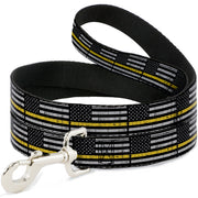 Dog Leash - Thin Yellow Line Flag Weathered Black/Gray/Yellow Dog Leashes Buckle-Down