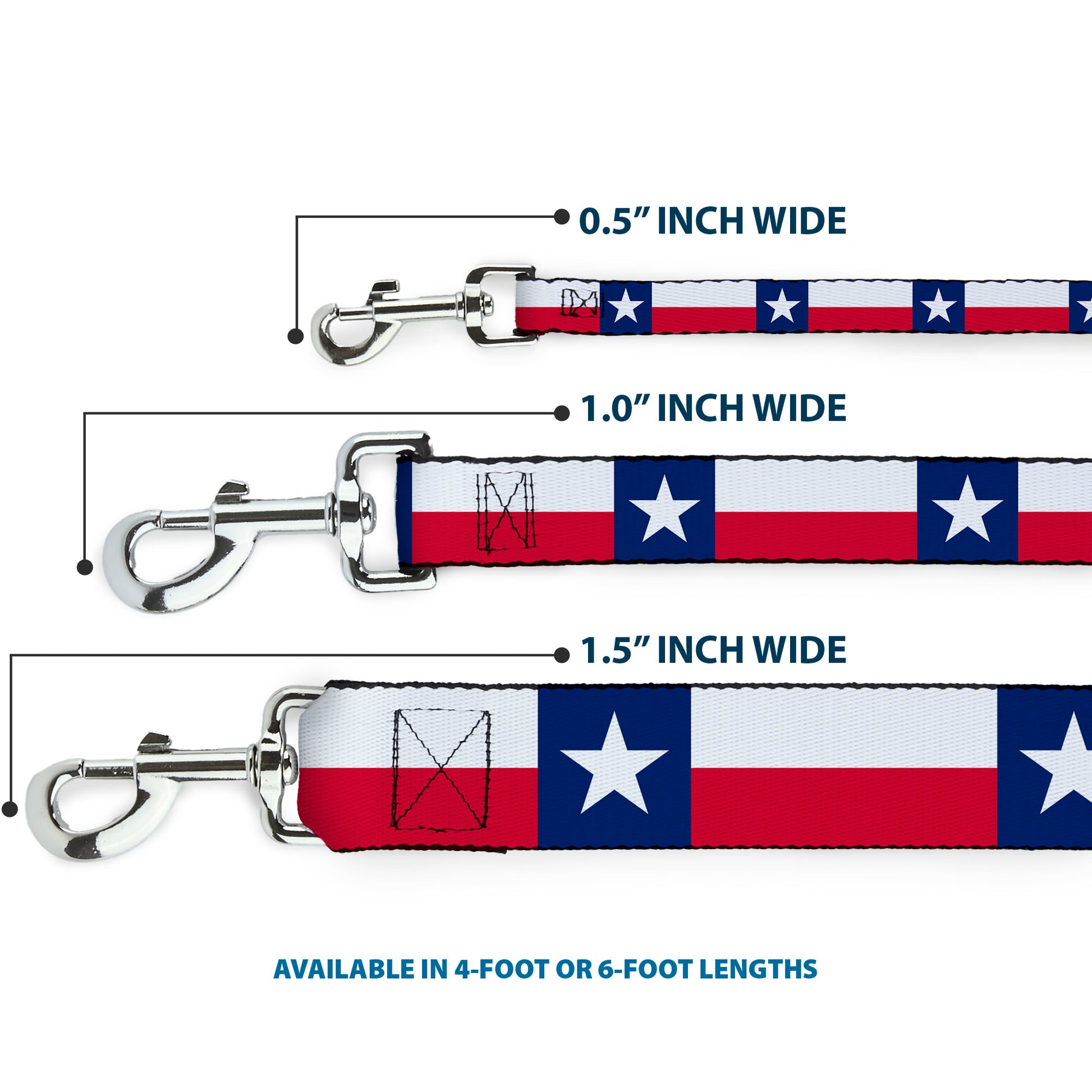 Dog Leash - Texas Flag Continuous Repeat Dog Leashes Buckle-Down